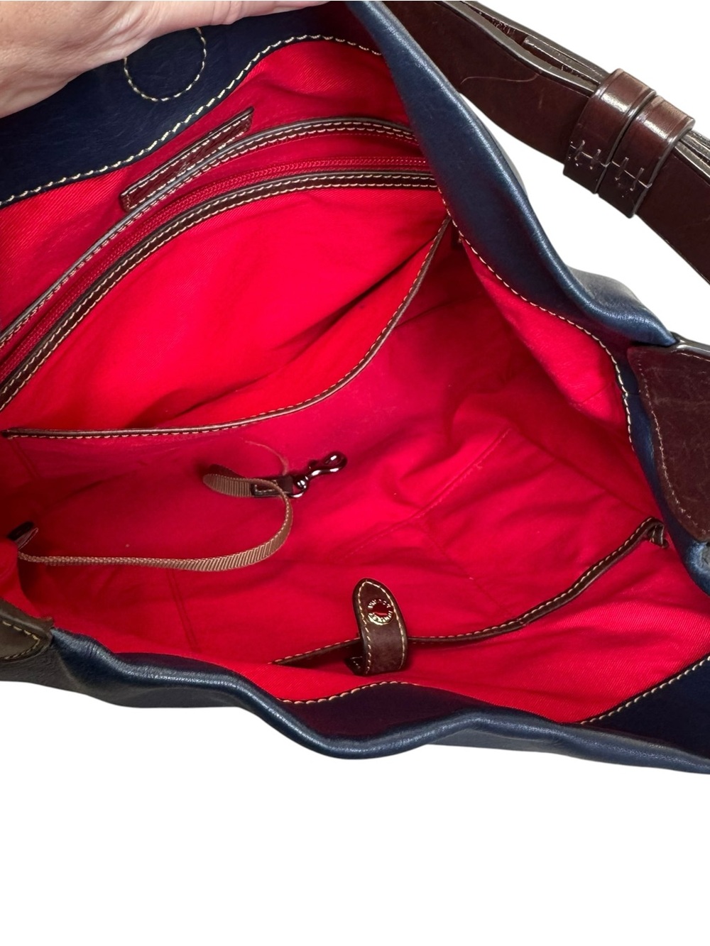 Dooney & Bourke Navy Leather Hobo Shoulder Bag - Picture 8 of 14